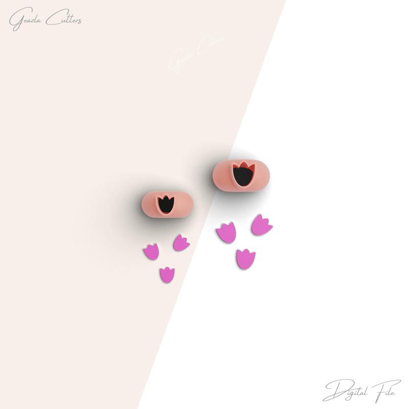 Tulip Flower Micro Clay Cutter, Flower Polymer Clay Cutter, Tiny Clay Cutter, 2 Sizes Included, Digital STL File, No: 57