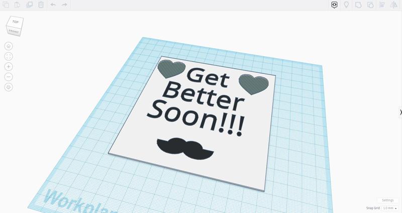 Get Better Soon Signage With Hearts and Mustache (Single Color printers supported)