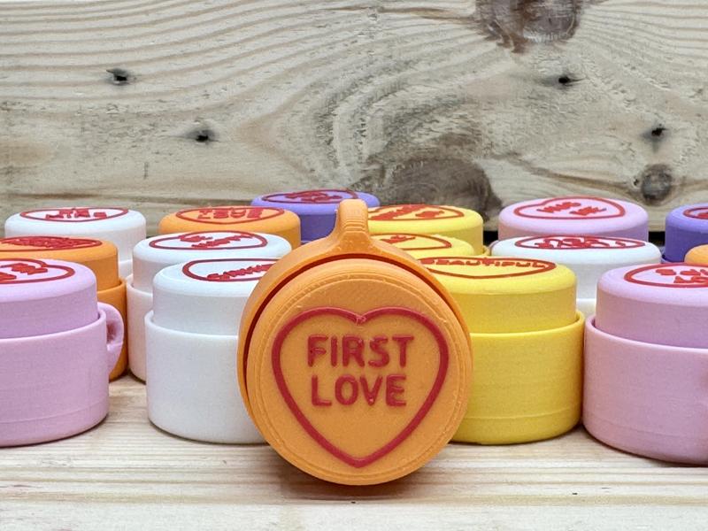 “FIRST LOVE” Love Heart Keychain Clicker