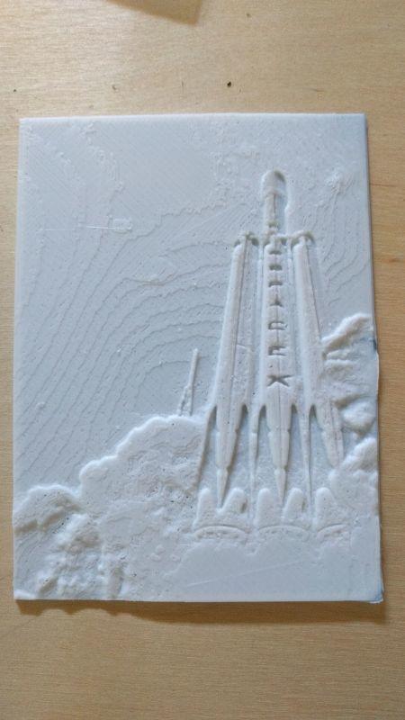 SpaceX Falcon Heavy Bas-relief (+ Lithophane)