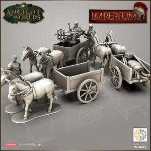 28mm Roman Legion mule carts and carroballista