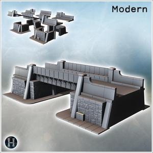 Road bridge with sidewalk, guardrails, and platform in cut stone (6) - Modern WW2 WW1 World War Diaroma Wargaming RPG Mini Hobby