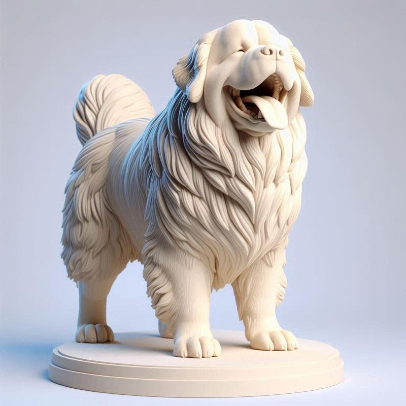 1056 Color 3D Model of a Laughing Newfoundland Dog on a Pedestal , pug, dachshund, poodle, cat, dog, monkey, elephant, beagle, bear, lion, fox, faun, pomeranian, troll, wolf, majestic, totem, newfoundland, crocodile