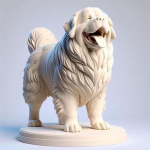 1056 Color 3D Model of a Laughing Newfoundland Dog on a Pedestal , pug, dachshund, poodle, cat, dog, monkey, elephant, beagle, bear, lion, fox, faun, pomeranian, troll, wolf, majestic, totem, newfoundland, crocodile