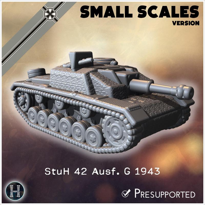 Sturmhaubitze StuH 42 Ausf. G 1943 (Sd.Kfz. 142-2) (small scales version) - Germany Eastern Western Front Normandy Stalingrad Berlin Bulge WWII 4mm 6mm 10mm 12mm