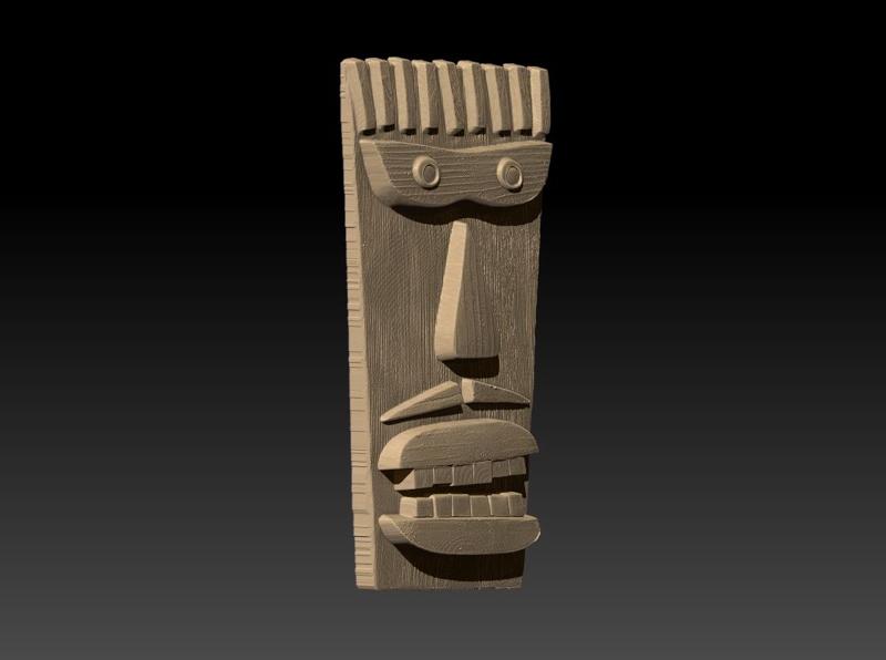 Tribal mask, cubism face, bas relief