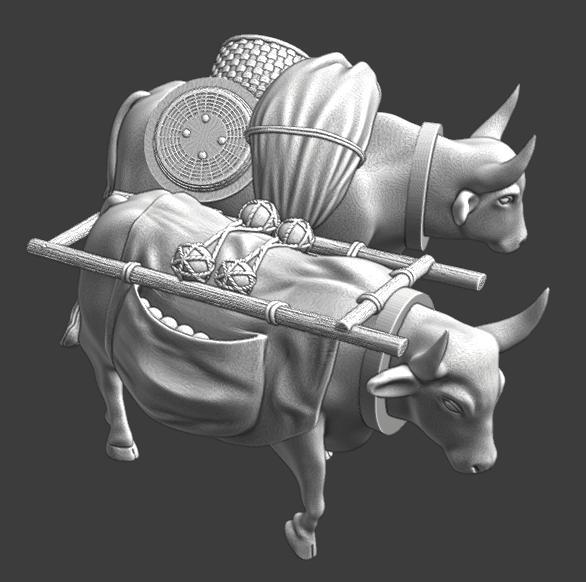 Two pack animals for wargaming