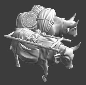 Two pack animals for wargaming