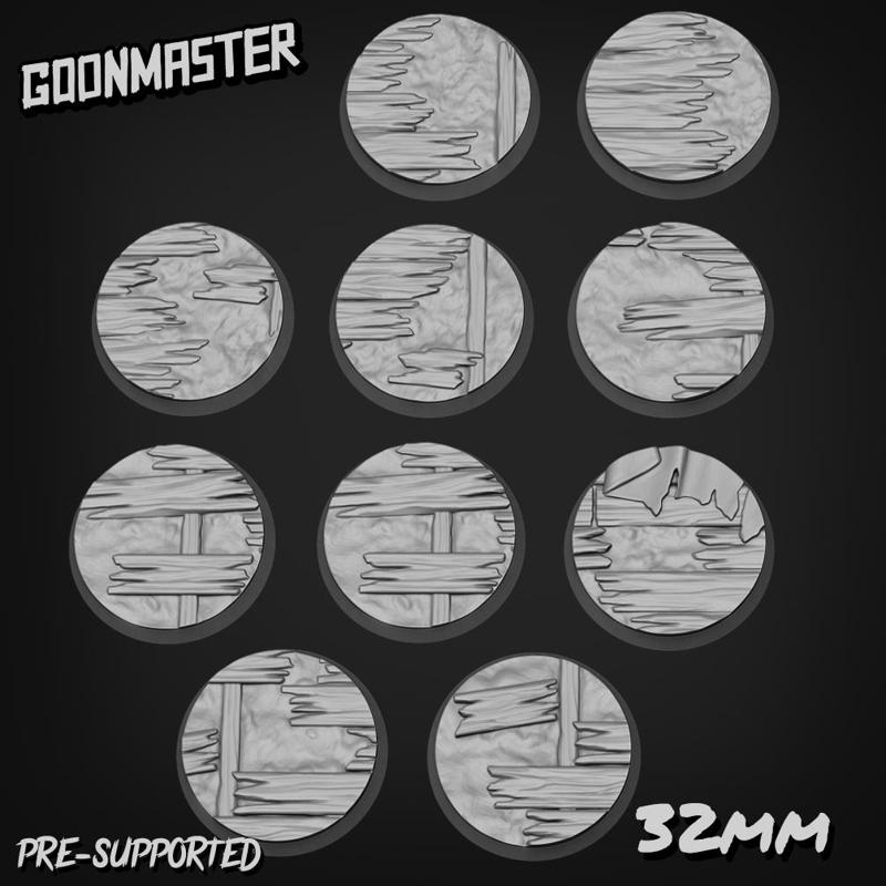 Old Wood Plank Floor Bases /Toppers 32mm Round x 10