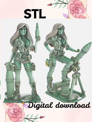 Army woman Hair down / plastic army girls