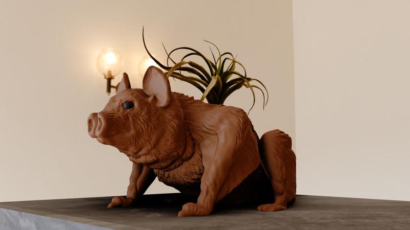 vampire bat sitting planter pot flower vase stl
