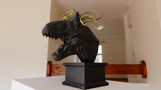 Carnotaurus dinosaur bust planter pot flower vase stl