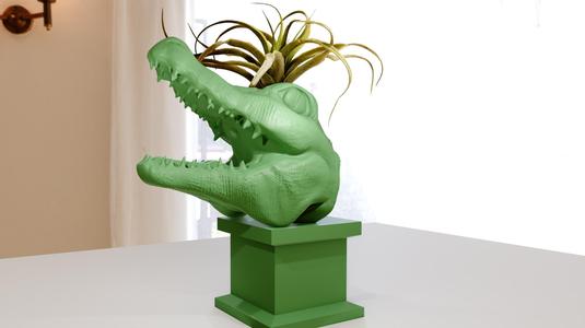 caiman head bust planter pot flower vase stl