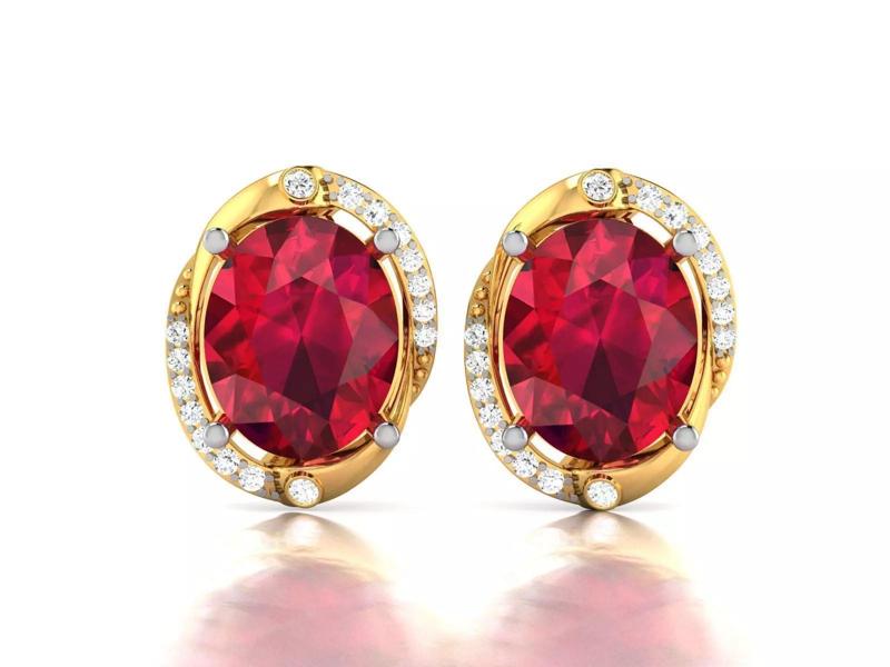 Women Oval Diamond Earring 3dm stl fbx obj Render Details