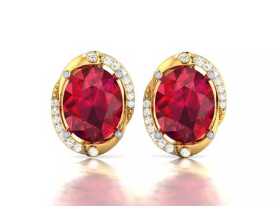 Women Oval Diamond Earring 3dm stl fbx obj Render Details