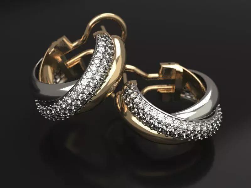 Three color diamond earrings