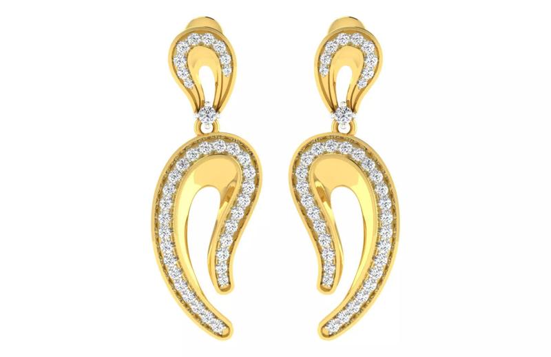 Solitaire Women Drop Earring 3dm STL ONJ FBX Render Details