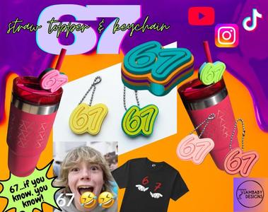 67 Straw Topper and Keychain