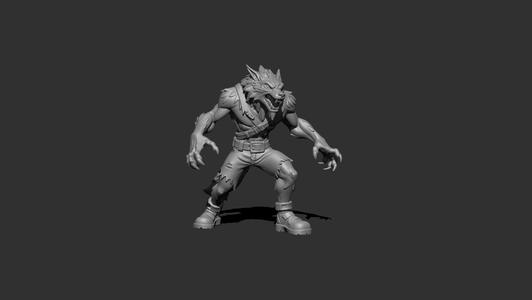🐺 Werewolf Miniature – 32mm / 75mm Scale | STL for 3D Printing