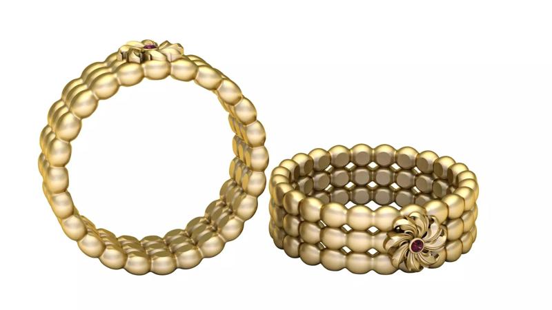 beaded flower ring 3D printable model