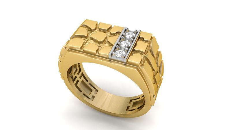 Gents Diamond  Nugget Ring 04