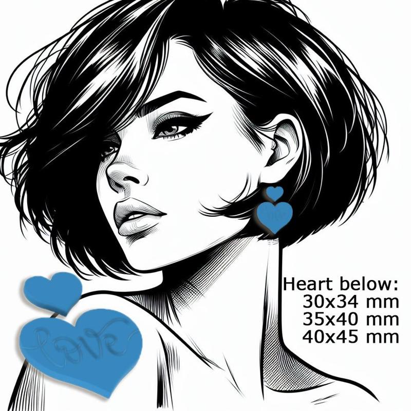 polymer clay cutter in three sizes, double heart with love writing