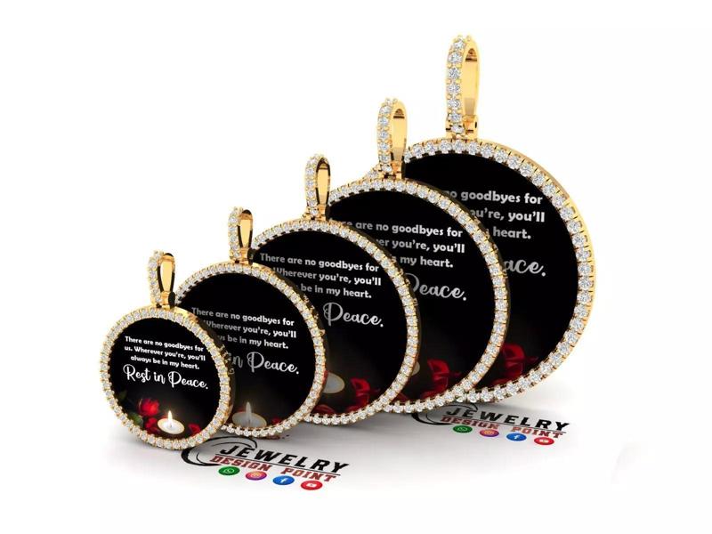 Custom Picture Pendant with Diamond - Memory Frame Pendant  3D Model Collection