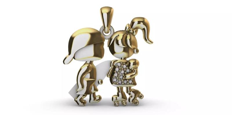 Boy and Girl with Brilhants Pendant