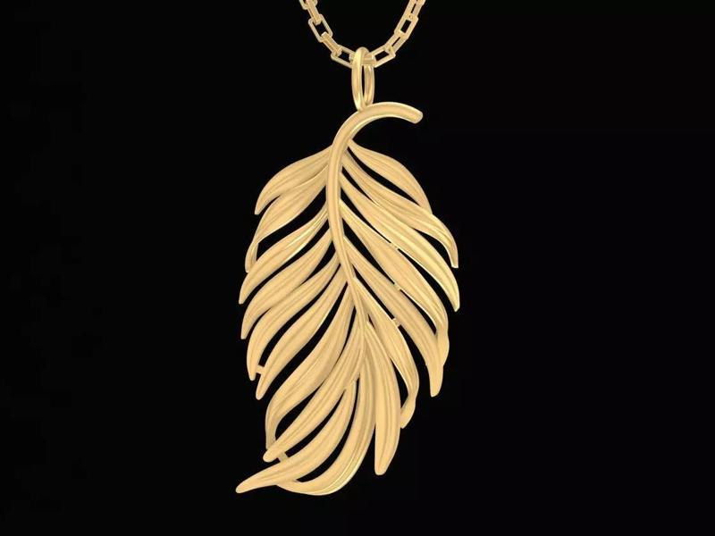 24k palm leaf pendant 3067