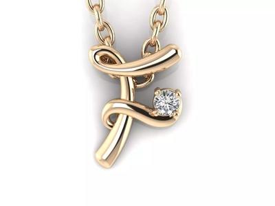 Pendant F diamond gold