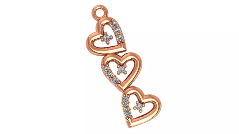 Heart Trio Charm Pendant Necklace