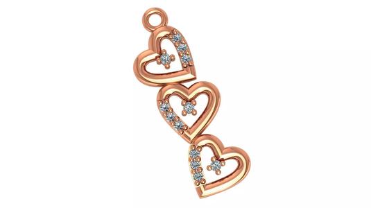 Heart Trio Charm Pendant Necklace