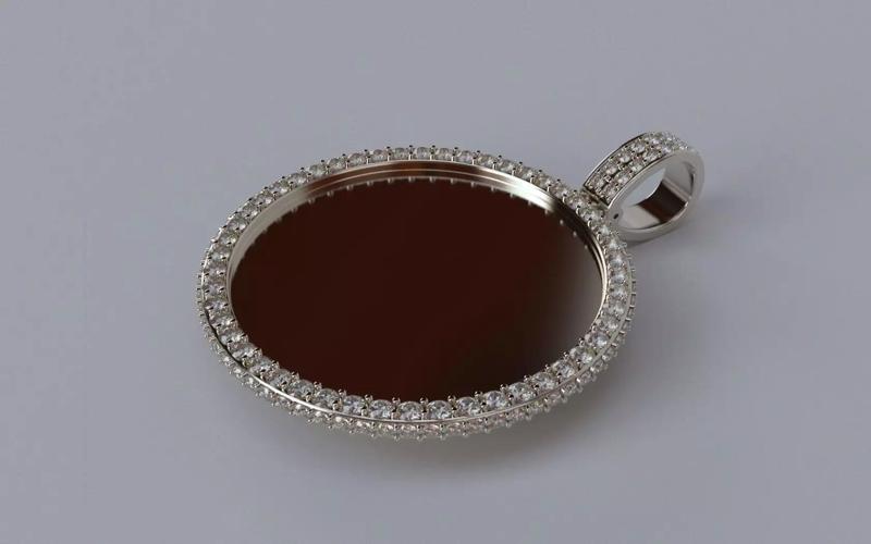 Picture Pendant -  2mm Top and Smaller Side Stones - MEDIUM