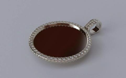 Picture Pendant -  2mm Top and Smaller Side Stones - MEDIUM