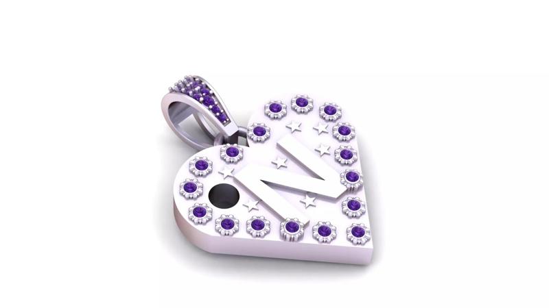 N GOLD HEART PENDANT