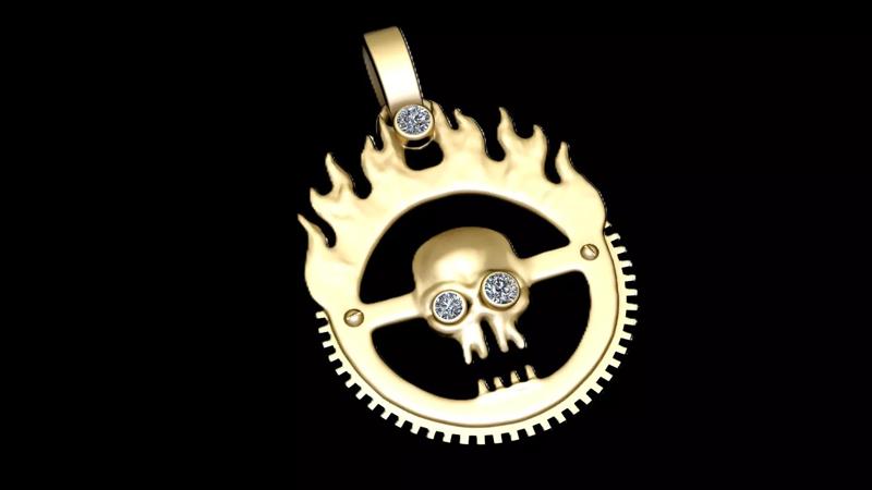 FIRE SKULL FACE PENDANT 3D PRINTABLE MODEL