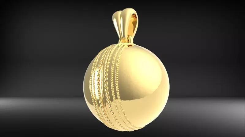Solid Cricket Ball Pendant Necklace Jewelry