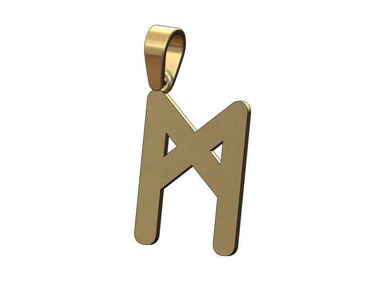 Mannaz  viking runes initials alphabet pendant charm bail