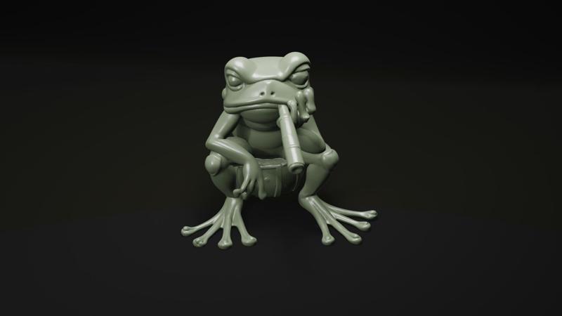 Sad Frog Smoking STL File for 3D Printing - Depressed Meme Frog Figurine - 3D Printable Emotional Sculpture