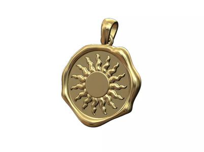 Sun wax seal pendant charm