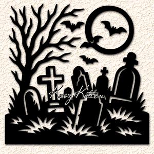  Haunted Cemetery Halloween Wall Art Home Decor