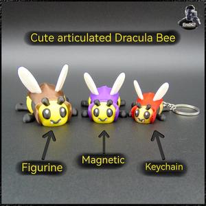 Cute articulated Dracula Bee - Multicolor Magnetic Keychain