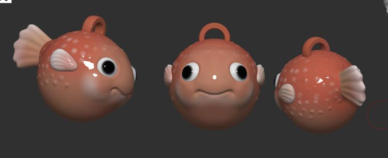 blowfish charm, keychain, cute