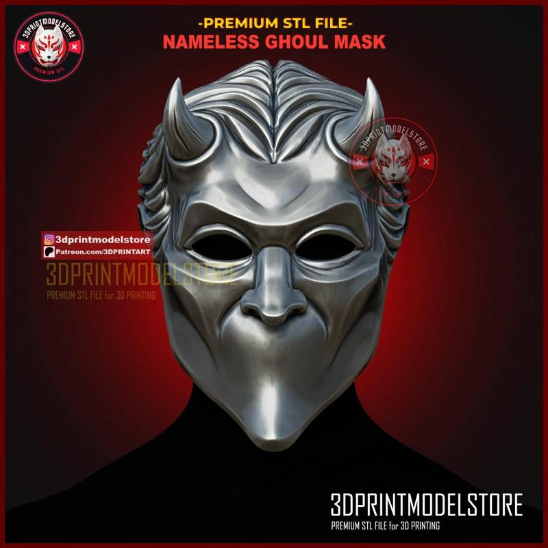 Ghost Male Nameless Horned Ghoul Mask - Halloween Cosplay Helmet