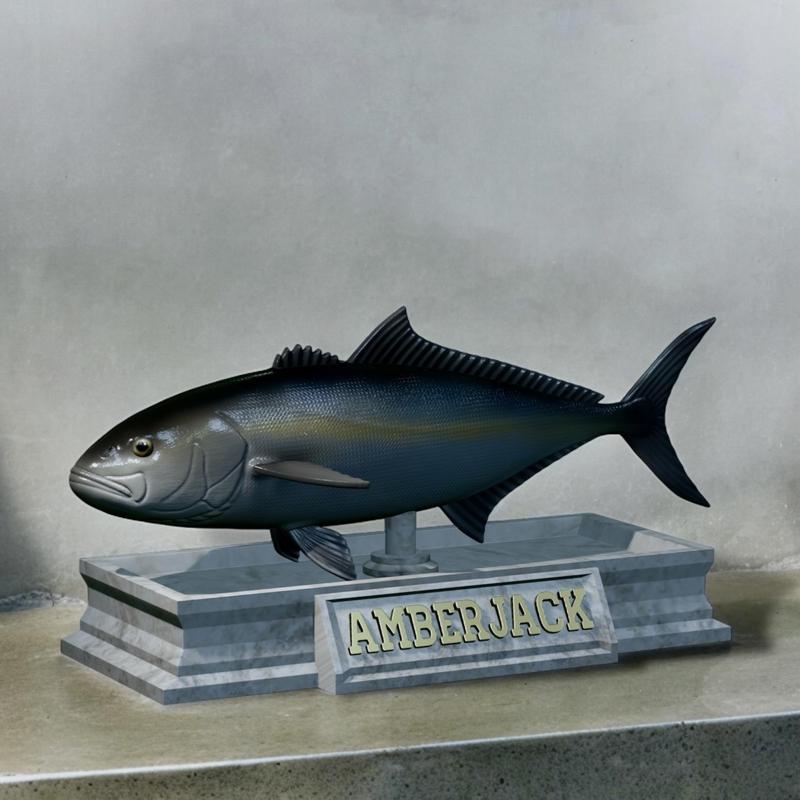 fish greater amberjack / Seriola dumerili statue detailed texture for 3d printing