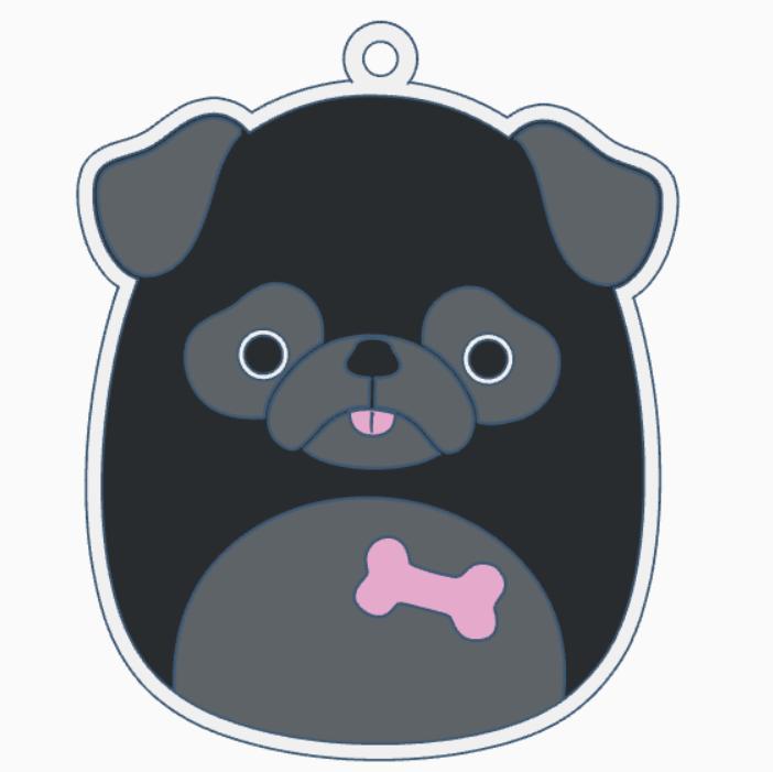 Squishmallow Black Pug Bongo Key Chain
