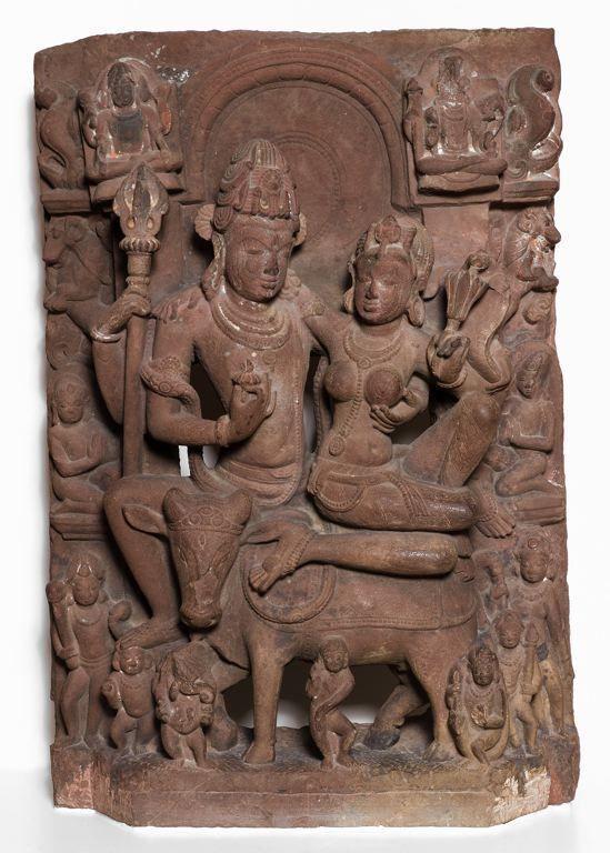 Shiva and Uma Seated on the Bull Nandi in Loving Embrace, 9th century