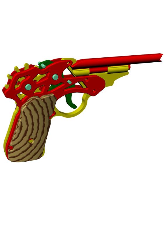 Rubber Gun toy full printable automatic loadable up to 7 rubbers
