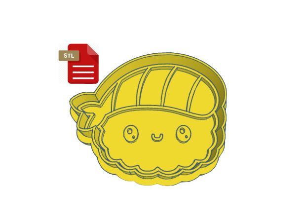 Kawaii Sushi Cookie Cutter with Stamp STL File