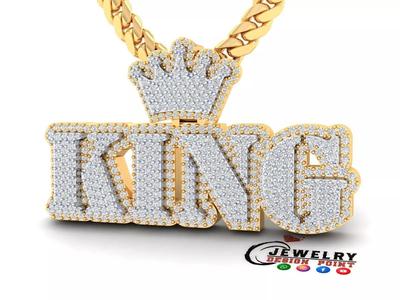 Custom King Name Pendant - Crown Diamond Necklace
